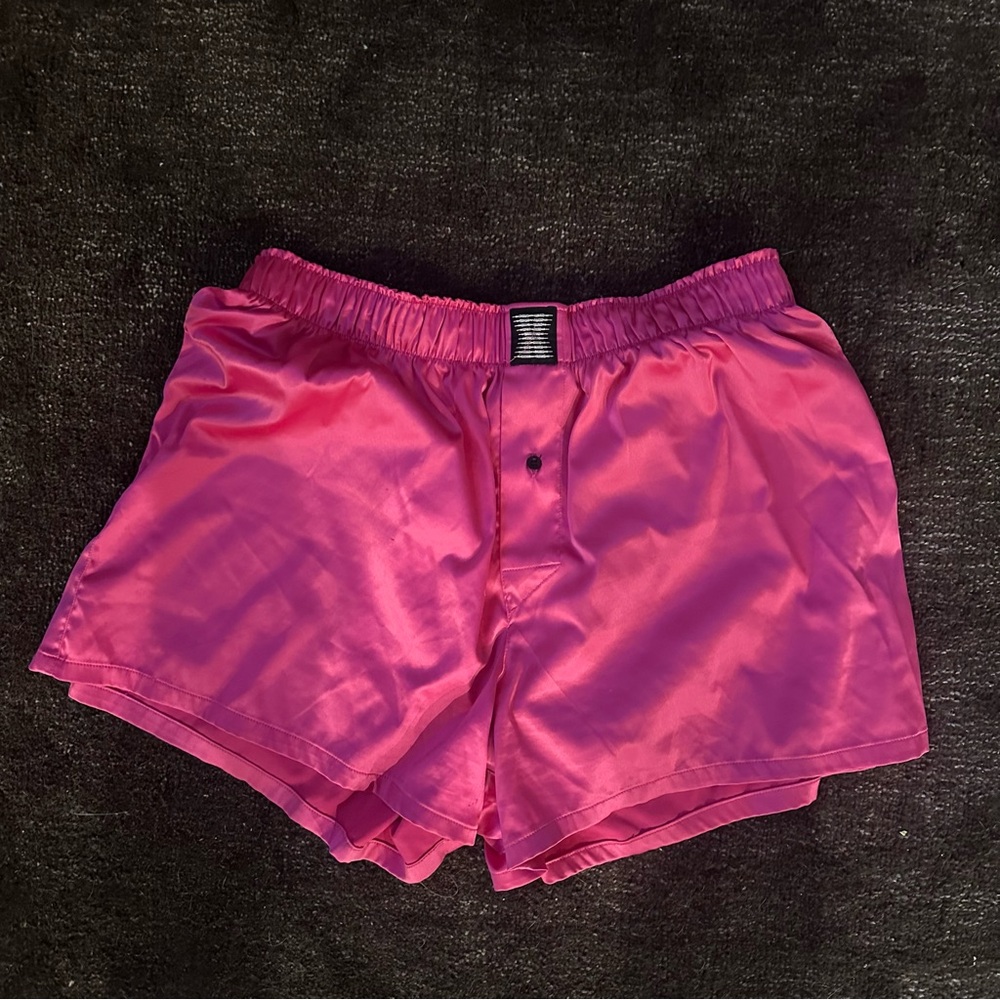 Savage X Fenty Hot Pink Satin Boxer Shorts